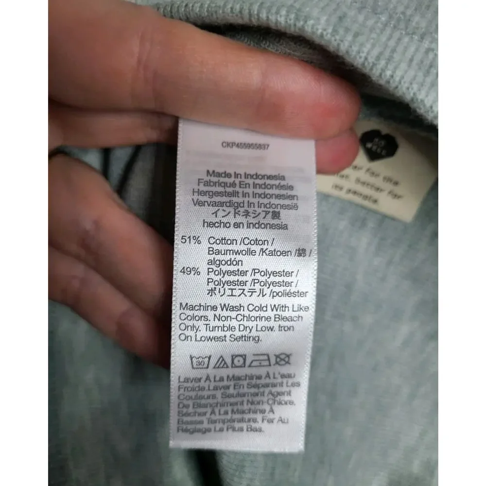 Madewell ReSourced Plush Mockneck Puff-sleeve Top Size XS Heather Grey Coquette